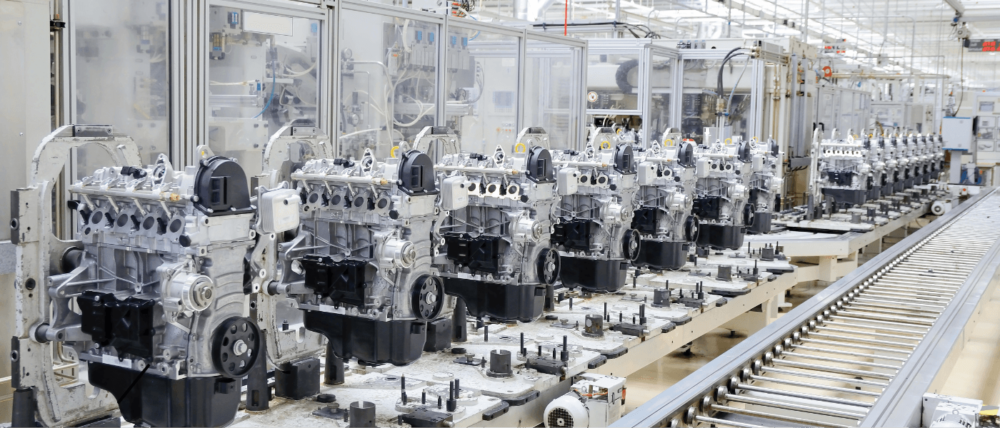 Automated Engine Block Assembly Line in Industrial Facility