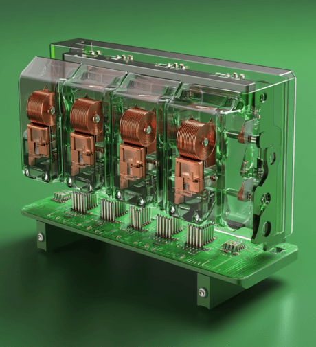 Industrial relay module with transparent cover for automation systems