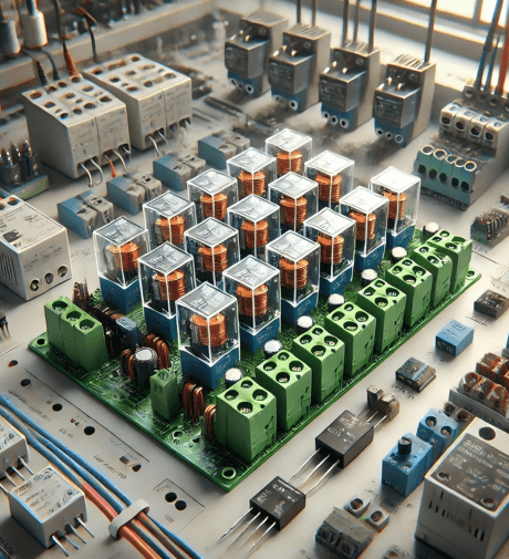 Control board with relays and modules for automation systems