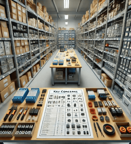 Warehouse stocked with automation parts and accessories