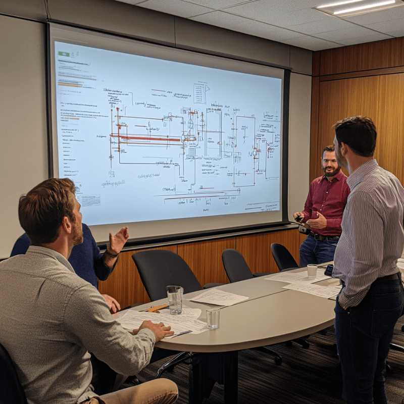 Industrial Engineers Collaborate on System Diagram