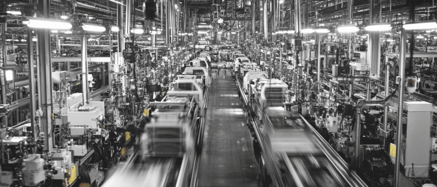 Industrial factory assembly line for vehicle production