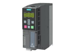 Siemens SINAMICS drive with digital display and control buttons.